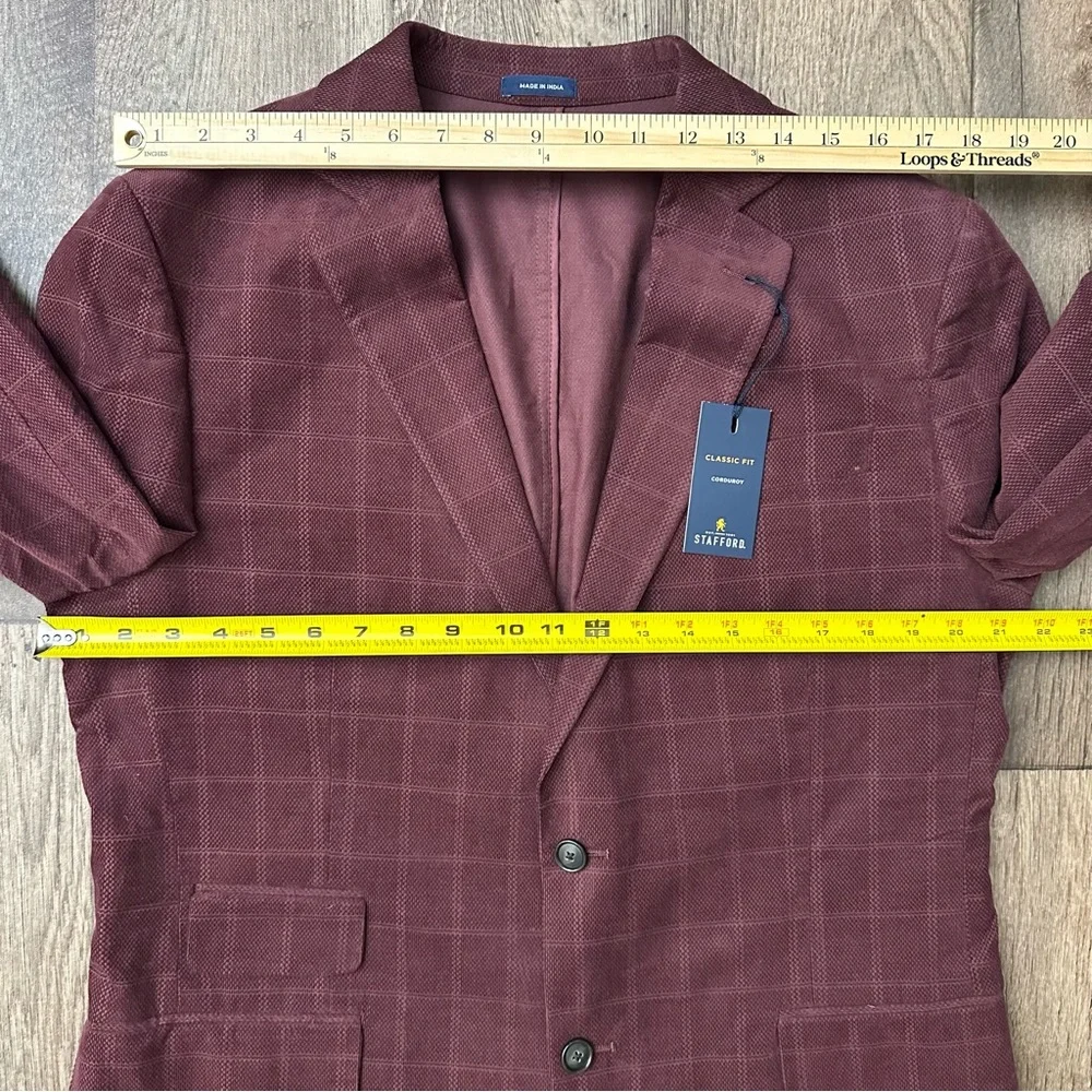 Stafford Sport Coat Classic Corduroy Sport Coat Blazer Men’s Sz 42 Reg Burgundy